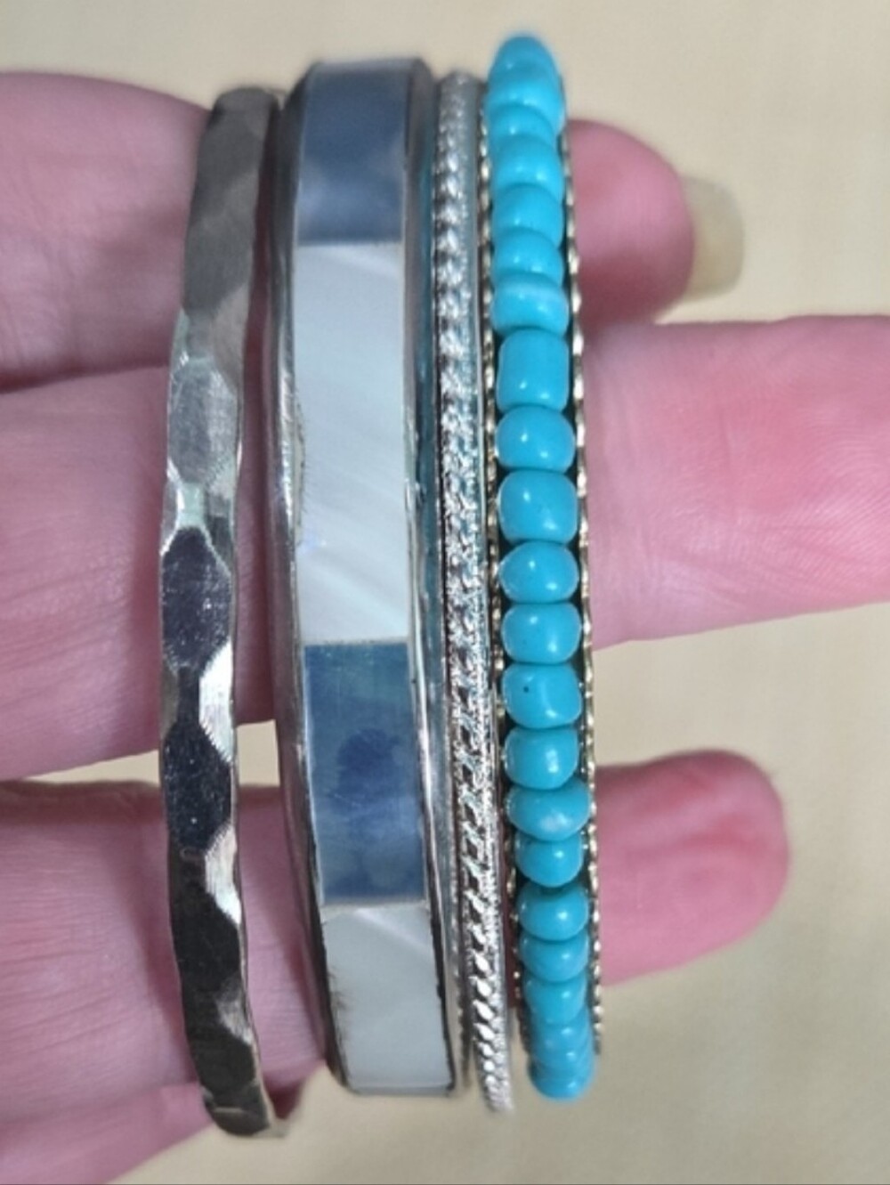 Silver and Turquoise Bracelet Set
